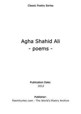 Agha Shahid Ali - Poems