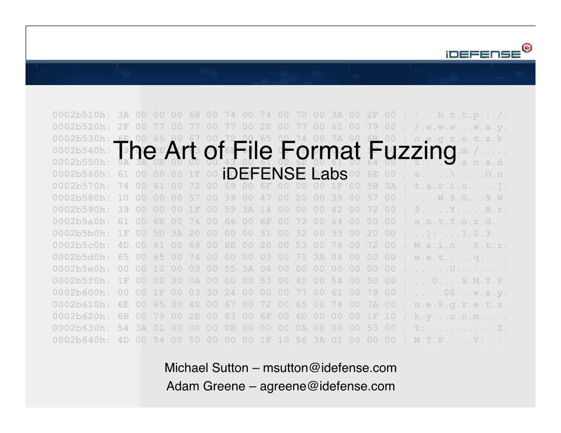 The Art of File Format Fuzzing