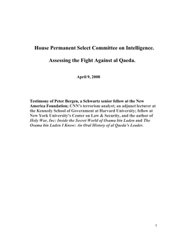House Permanent Select Committee on Intelligence. Assessing the Fight