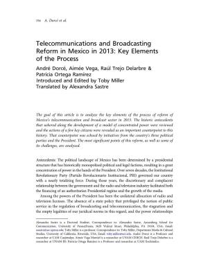 Telecommunications and Broadcasting Reform in Mexico in 2013: Key Elements of the Process