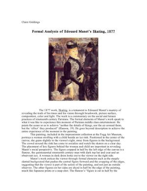 Formal Analysis of Edouard Manet's Skating, 1877