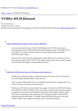 NVIDIA 455.28 Released