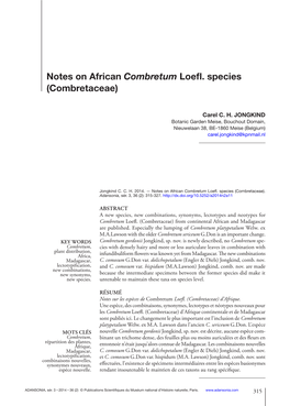 Notes on African Combretum Loefl. Species (Combretaceae)
