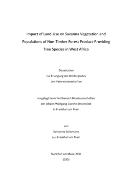 Impact of Land-Use on Savanna Vegetation and Populations of Non-Timber Forest Product-Providing Tree Species in West Africa