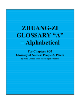 Zhuangzi Glossary – Chapters 8 to 33 (Alphabetical)