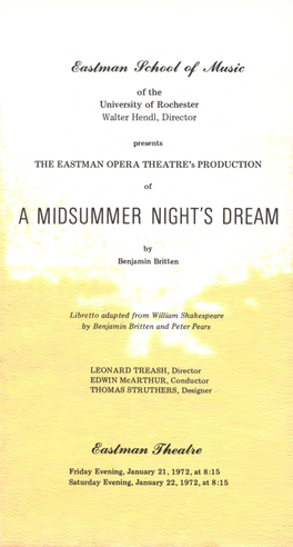 "A Midsummer Night's Dream" at Eastman Thratre; Jan. 21