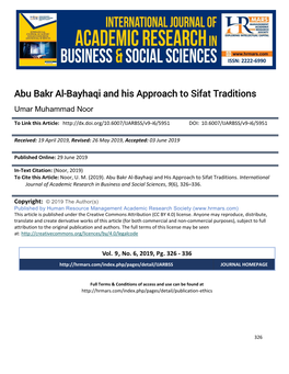 Abu Bakr Al-Bayhaqi and His Approach to Sifat Traditions