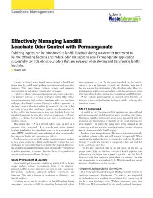 Effectively Managing Landfill Leachate Odor Control With