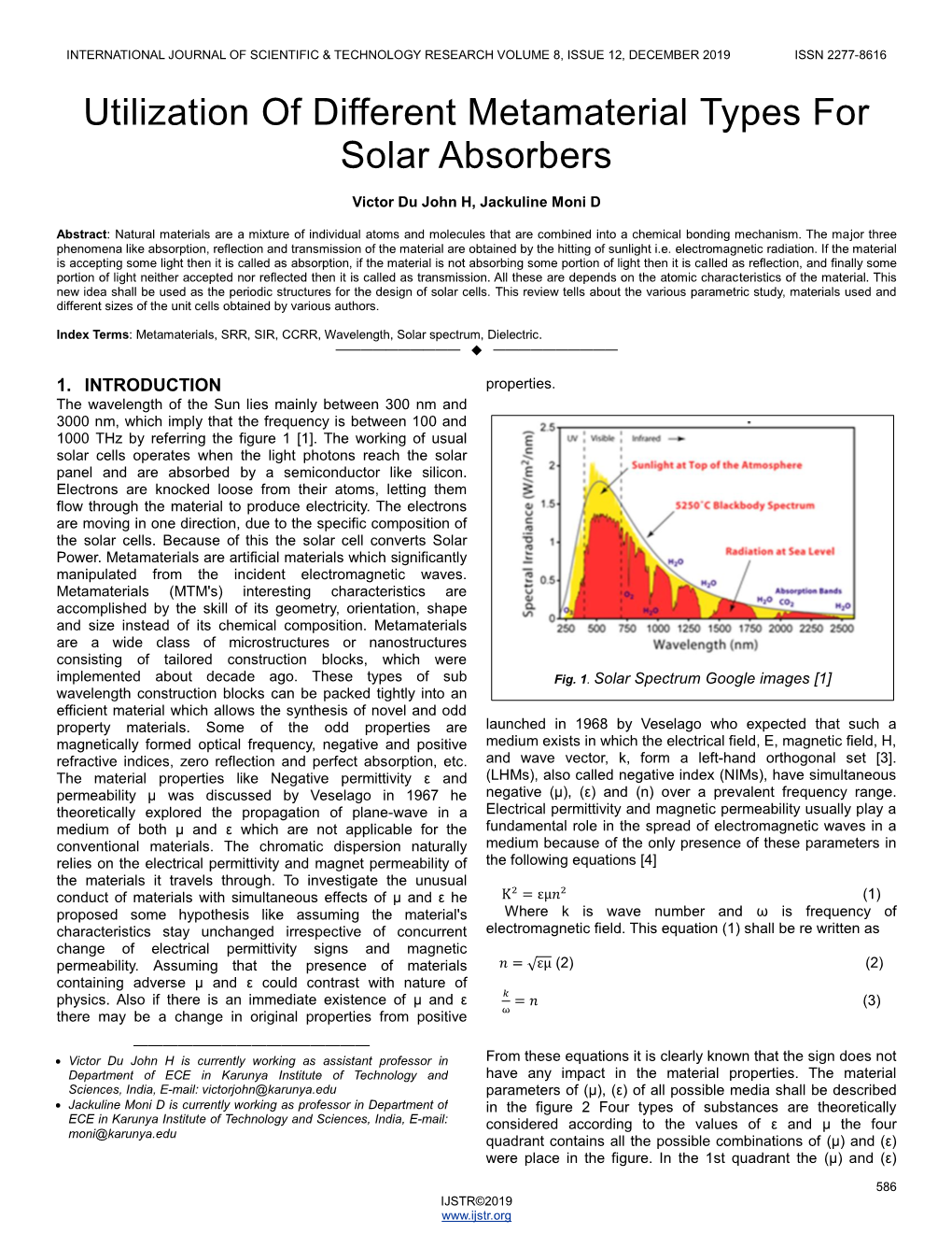 Utilization of Different Metamaterial Types for Solar Absorbers