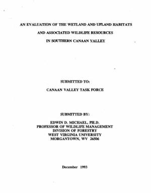 An Evaluation of the Wetland and Upland Habitats And