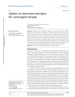 Update on Alternative Therapies for Vulvovaginal Atrophy