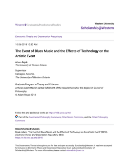 The Event of Blues Music and the Effects of Technology on the Artistic Event