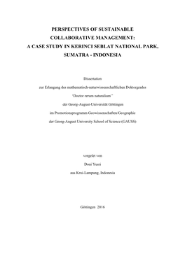 A Case Study in Kerinci Seblat National Park, Sumatra - Indonesia