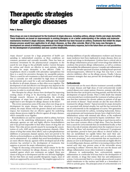 Therapeutic Strategies for Allergic Diseases