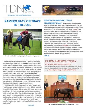 Kameko Back on Track in the Joel Cont