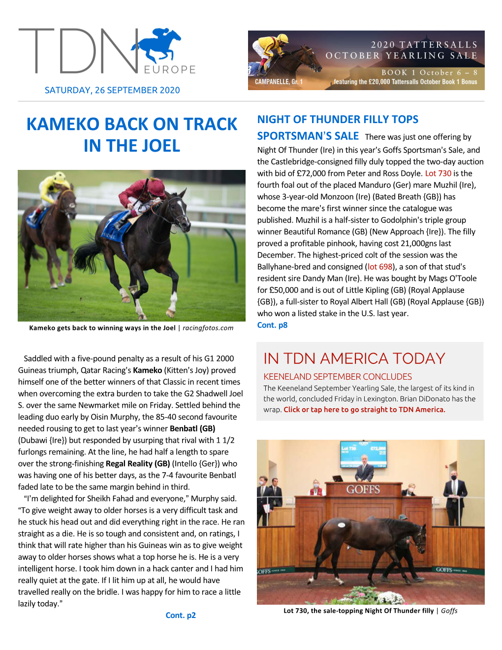 Kameko Back on Track in the Joel Cont