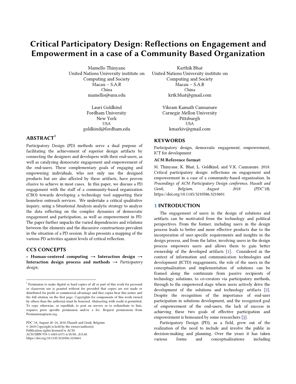 Critical Participatory Design: Reflections on Engagement and Empowerment in a Case of a Community Based Organization