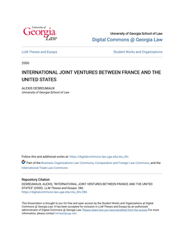International Joint Ventures Between France and the United States