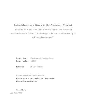 Latin Music As a Genre in the American Market