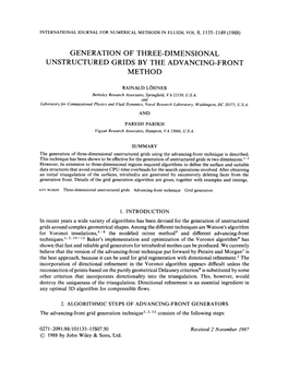 Generation of Three-Dimensional Unstructured Grids by the Advancing-Front Method