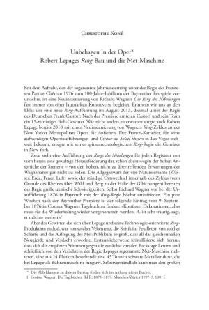 Unbehagen in Der Oper* Robert Lepages Ring-Bau Und Die Met-Maschine
