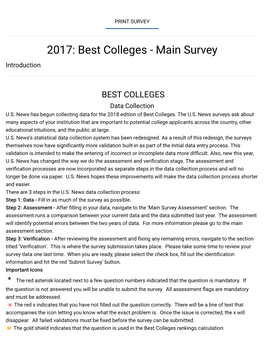 2017: Best Colleges - Main Survey Introduction