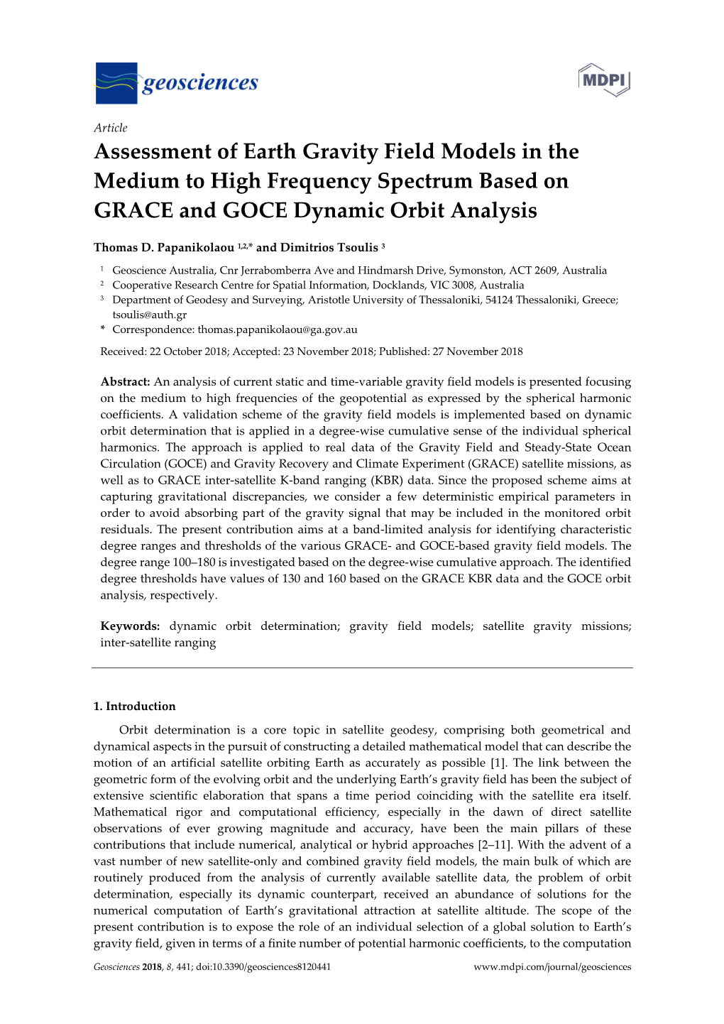 Assessment Of Earth Gravity Field Models In The Medium To High ...