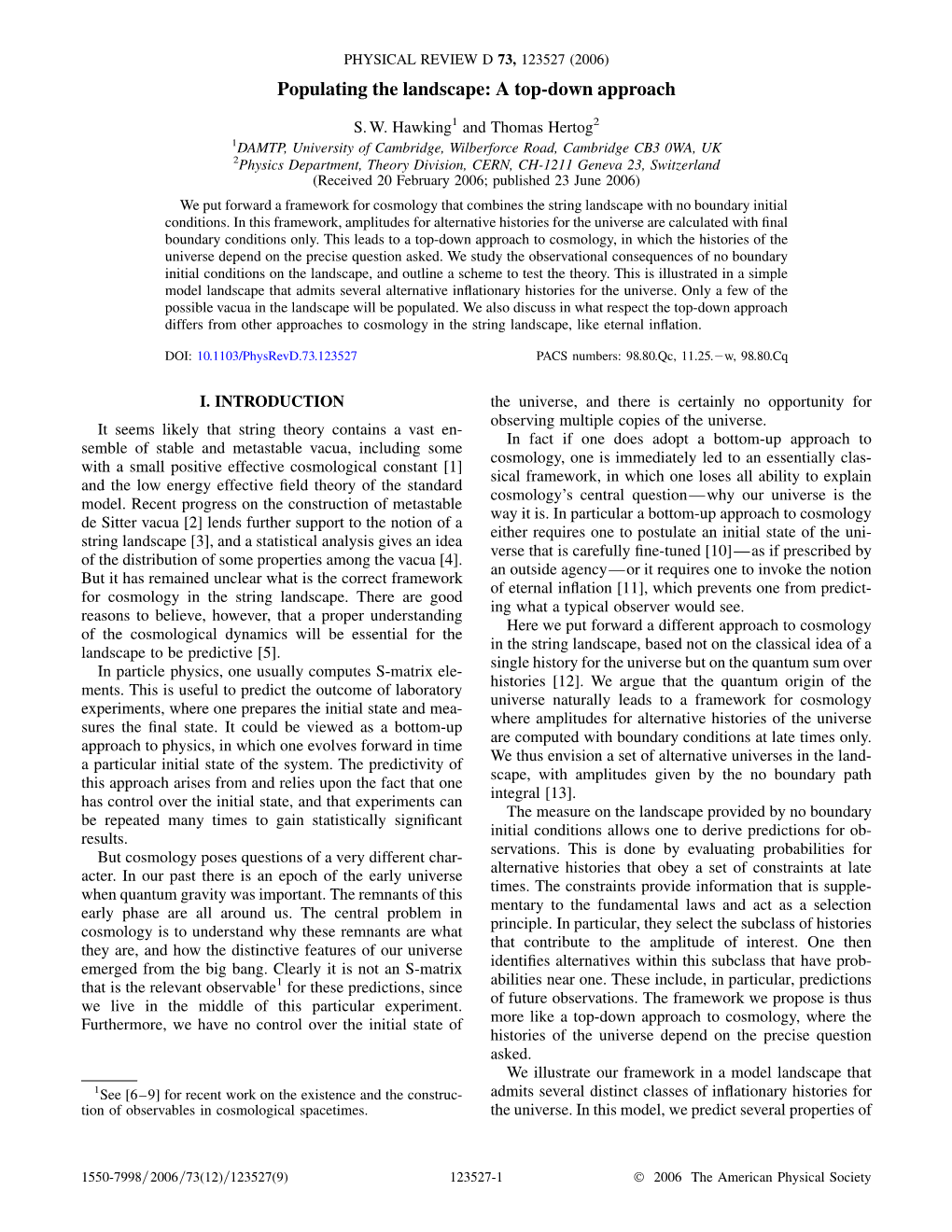 Populating the Landscape: a Top-Down Approach