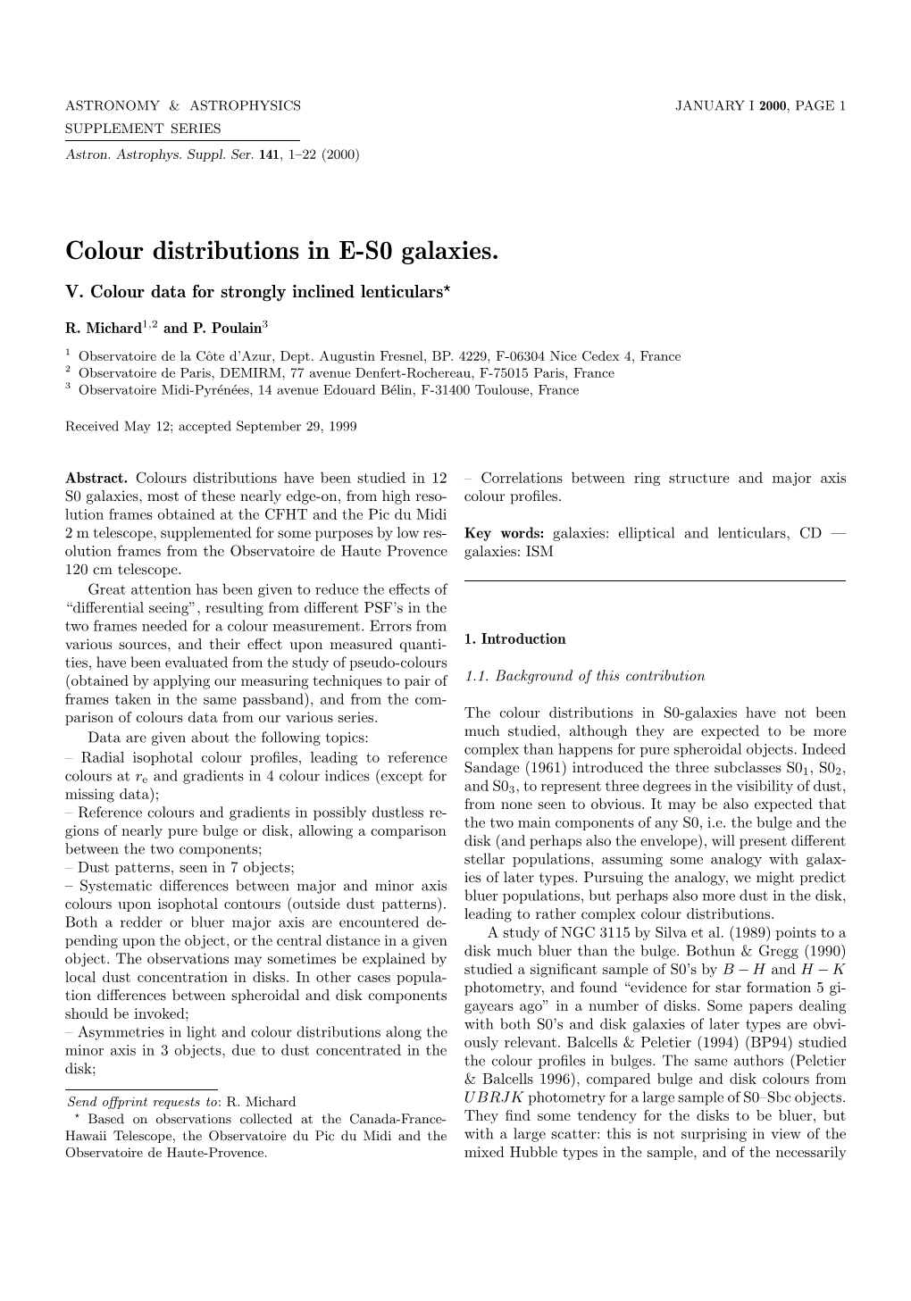 Colour Distributions in E-S0 Galaxies