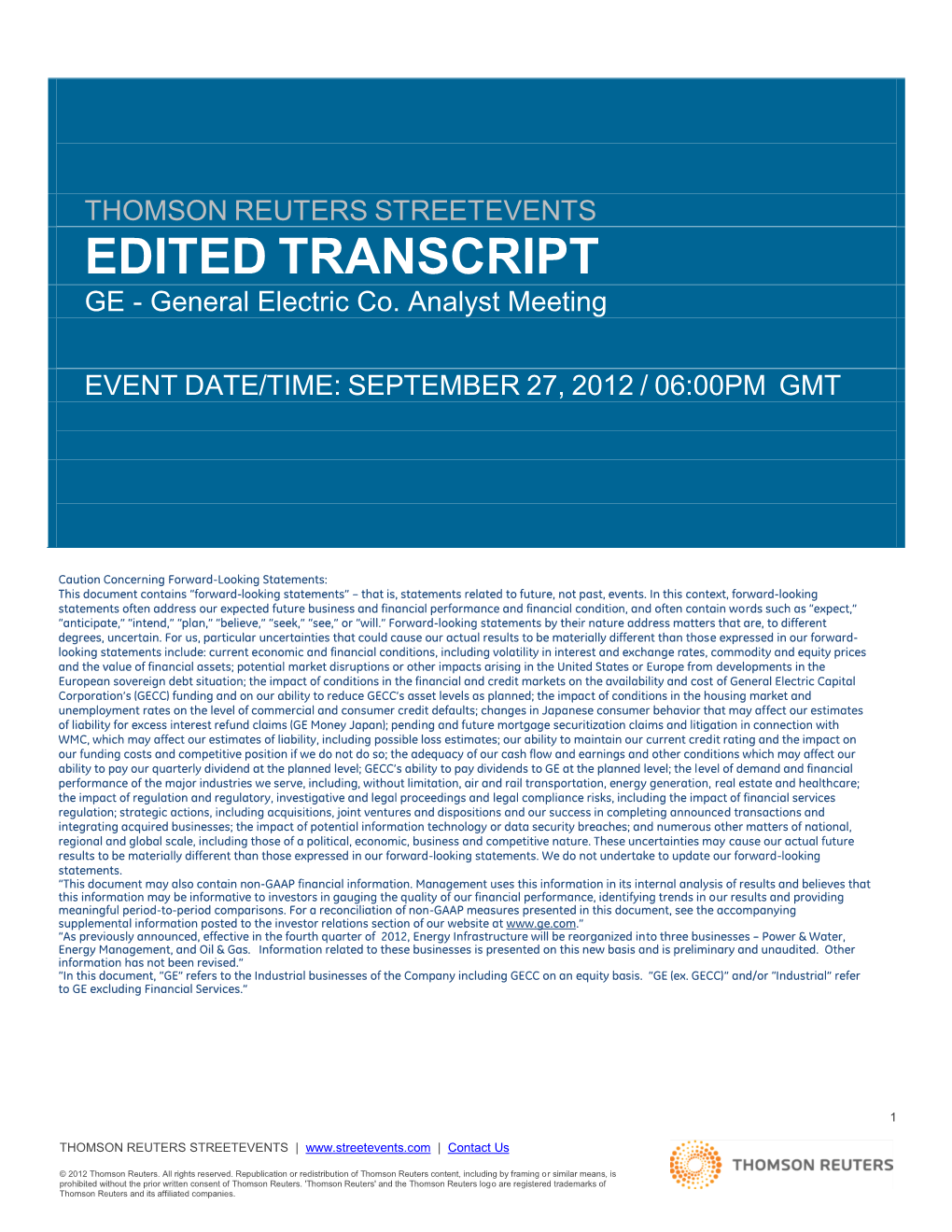 Event Transcripts Are Based, Companies May Make Projections Or Other Forward-Looking Statements Regarding a Variety of Items