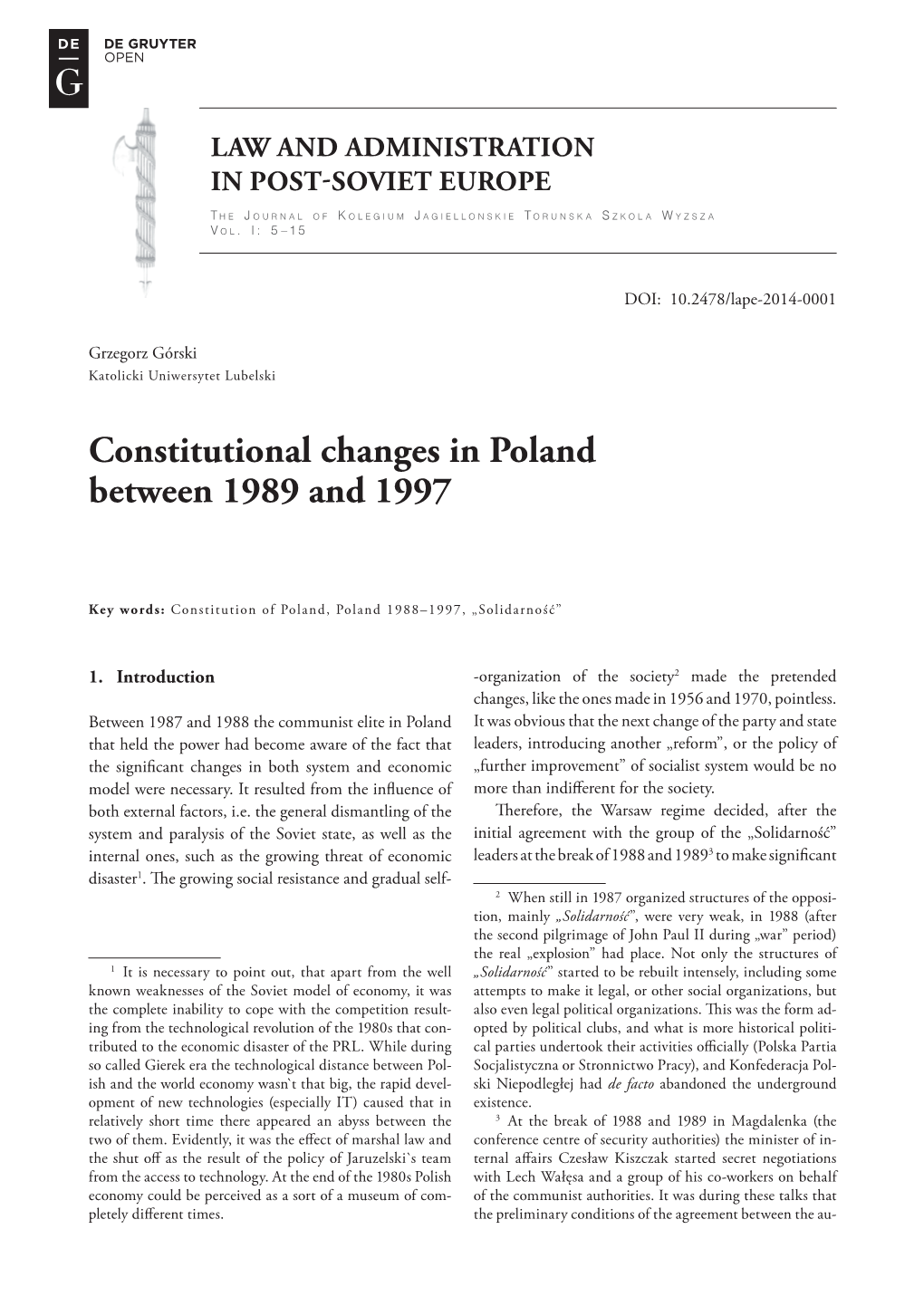 Constitutional Changes in Poland Between 1989 and 1997