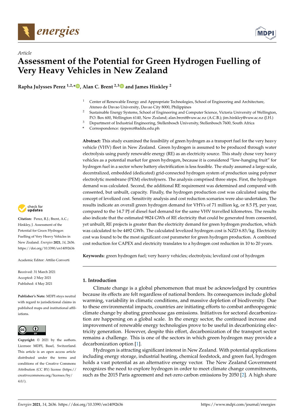 Assessment of the Potential for Green Hydrogen Fuelling of Very Heavy Vehicles in New Zealand