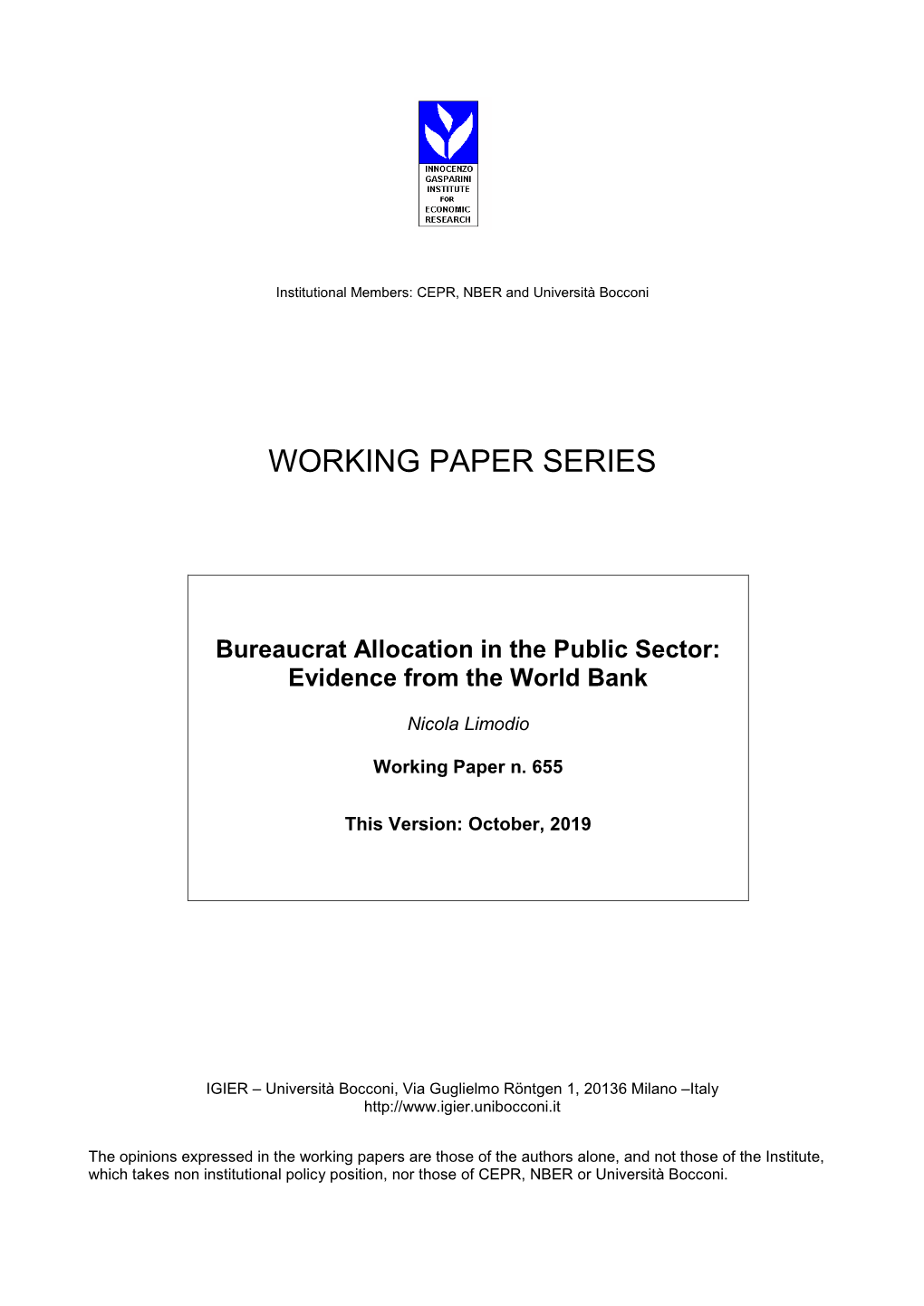 Bureaucrat Allocation in the Public Sector: Evidence from the World Bank