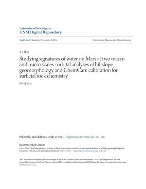 Studying Signatures of Water on Mars at Two Macro and Micro Scales