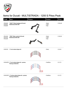 Items for Ducati - MULTISTRADA - 1200 S Pikes Peak