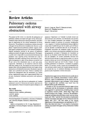 Review Articles Pulmonary Oedema Associated with Airway Obstruction