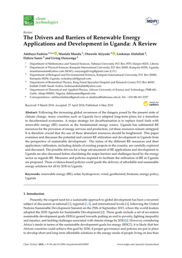 The Drivers and Barriers of Renewable Energy Applications and Development in Uganda: a Review