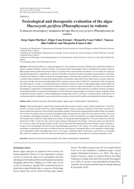 Toxicological and Therapeutic Evaluation of the Algae Macrocystis