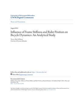 Influence of Frame Stiffness and Rider Position on Bicycle Dynamics: an Analytical Study Trevor Alan Williams University of Wisconsin-Milwaukee