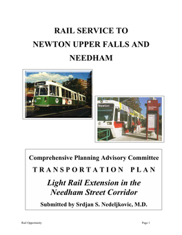 Rail Service to Newton Upper Falls and Needham
