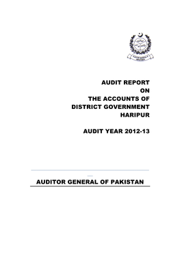 Audit Report on the Accounts of District Government Haripur