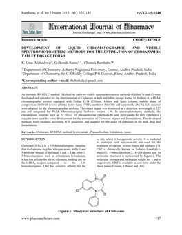Development of Liquid Chromatographic and Visible Spectrophotometric Methods for the Estimation of Clobazam in Tablet Dosage Forms