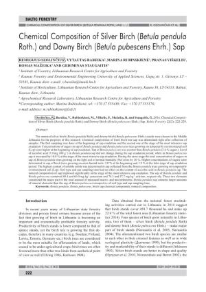 Chemical Composition of Silver Birch (Betula Pendula Roth.) and Downy Birch (Betula Pubescens Ehrh.) Sap