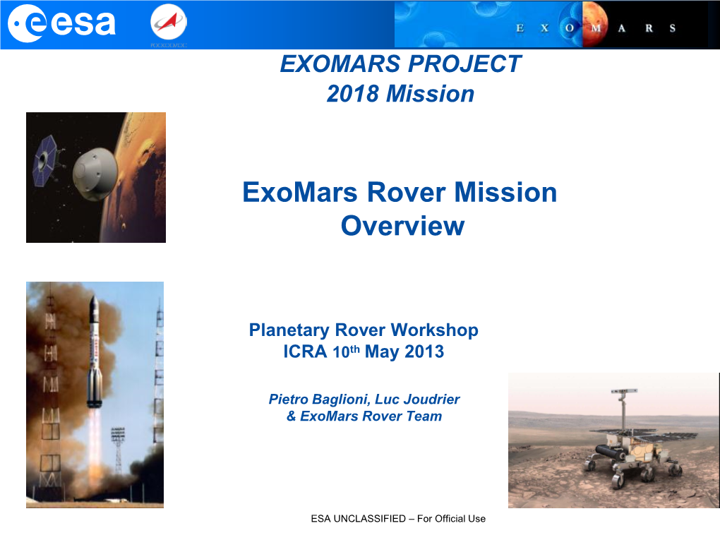 The Exomars Rover Reference Mission