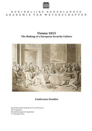 Vienna 1815 the Making of a European Security Culture