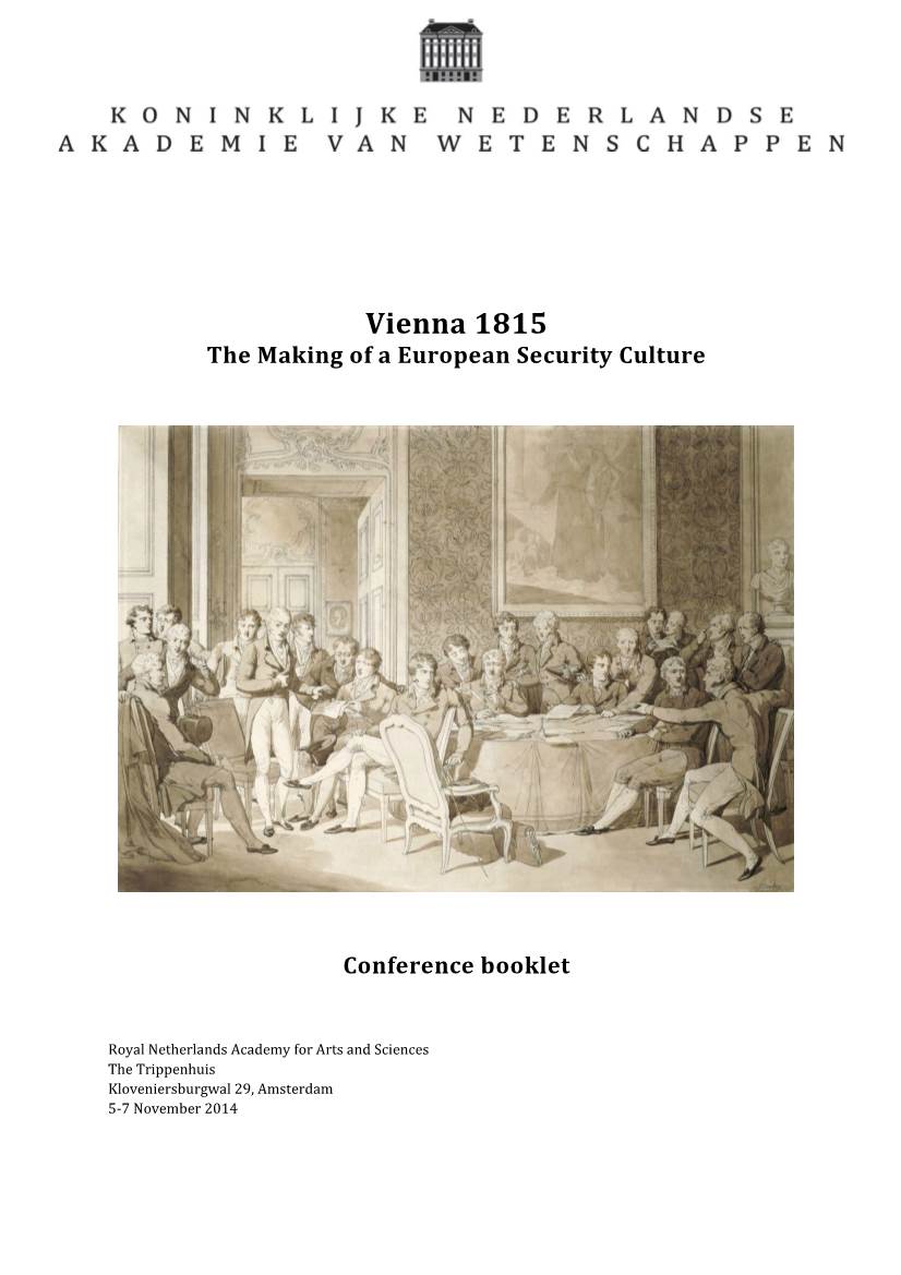 Vienna 1815 the Making of a European Security Culture