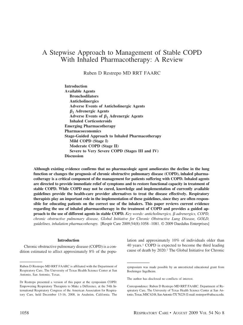 A Stepwise Approach to Management of Stable COPD with Inhaled Pharmacotherapy: a Review