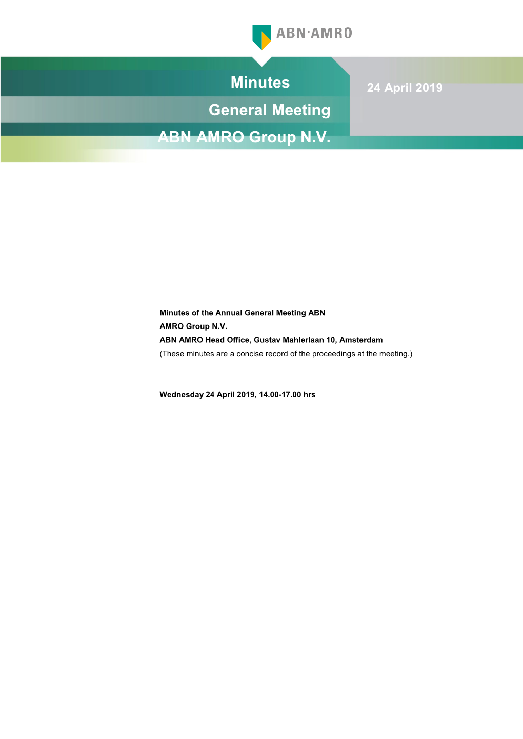 Minutes General Meeting ABN AMRO Group N.V