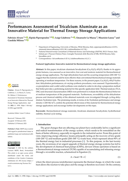 Performances Assessment of Tricalcium Aluminate As an Innovative Material for Thermal Energy Storage Applications