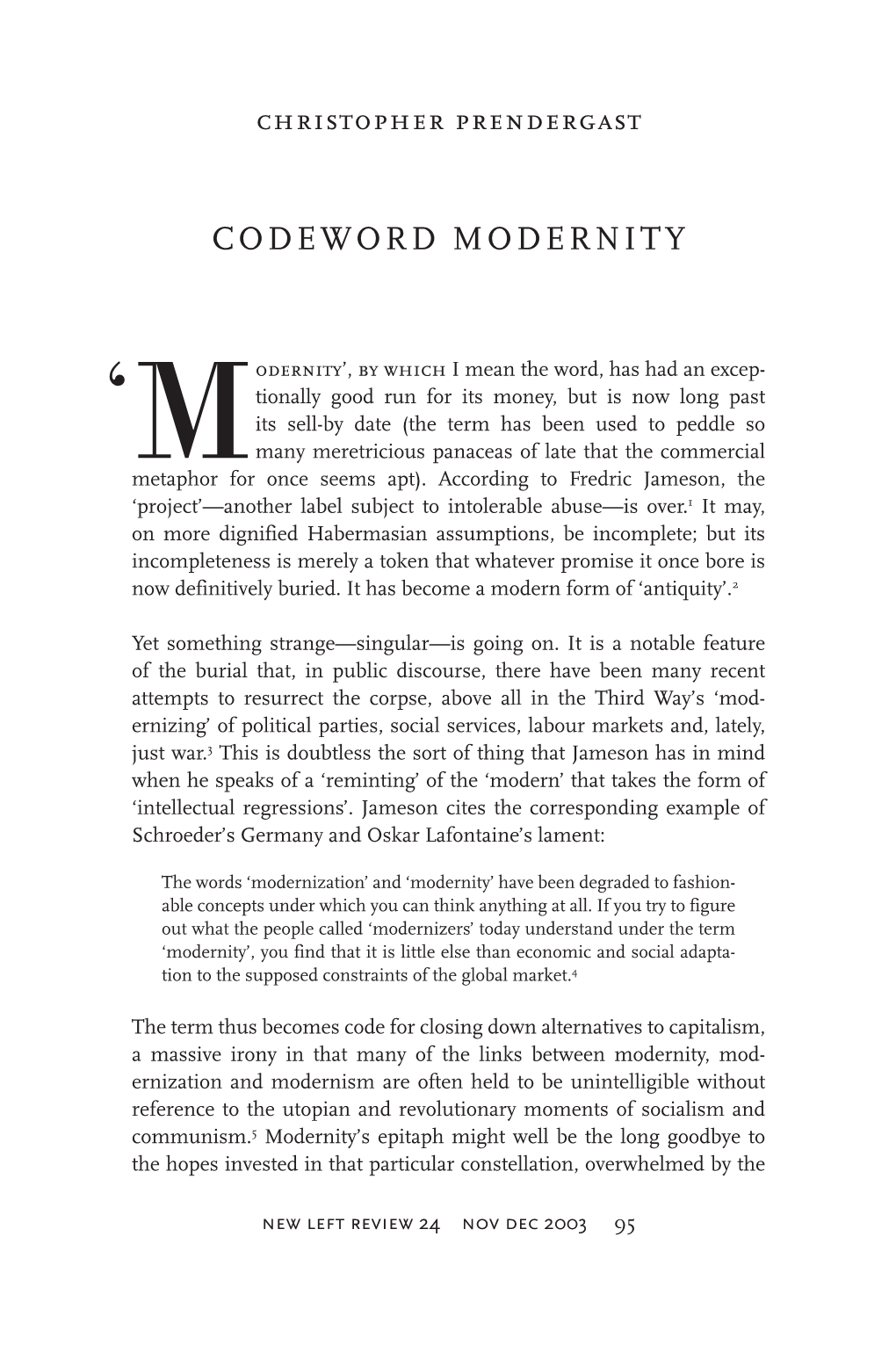 Codeword Modernity